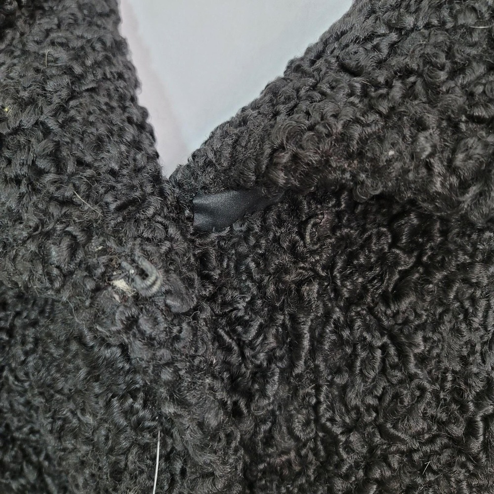 Vintage 50s Sistoveris of Greece Black Persian Lamb Fur Jacket Boxy Short Coat - Picture 3 of 12